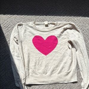 Cream Sweater with Pink Heart